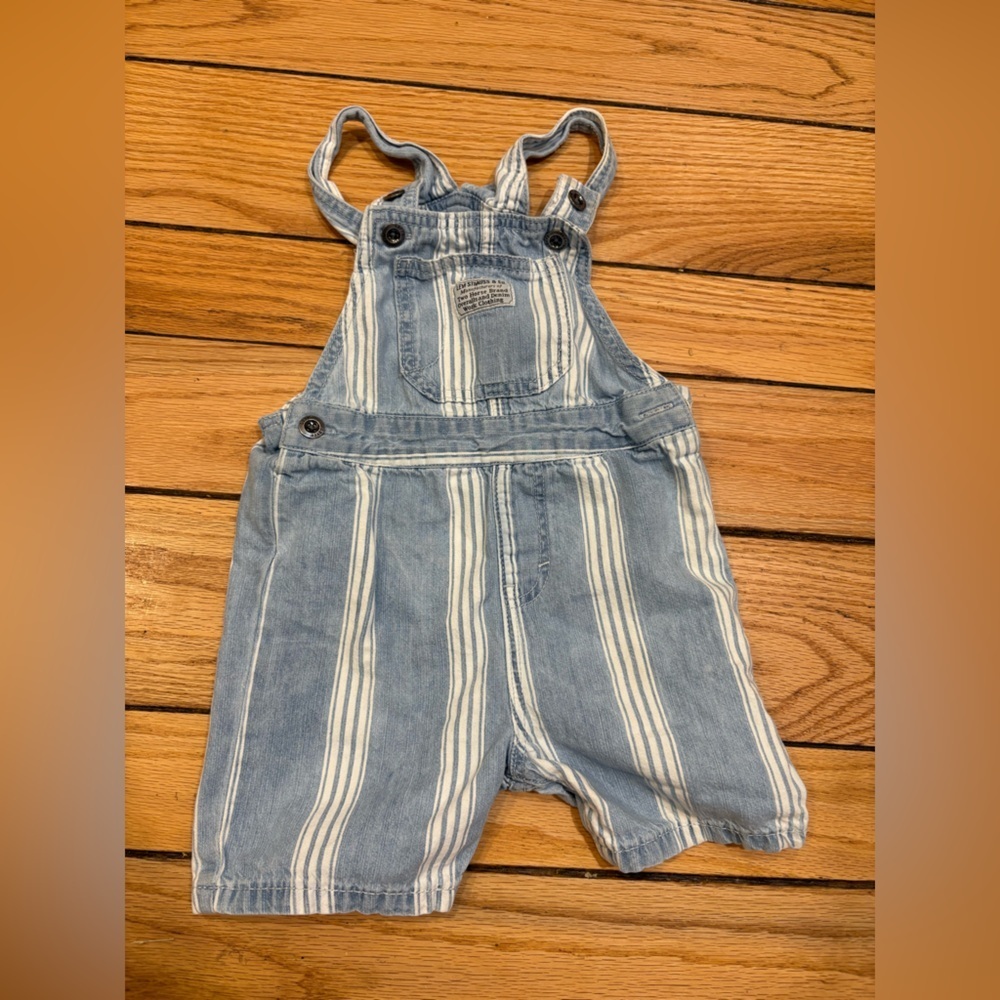 Levi’s 3T Striped Blue Kids Short Overalls